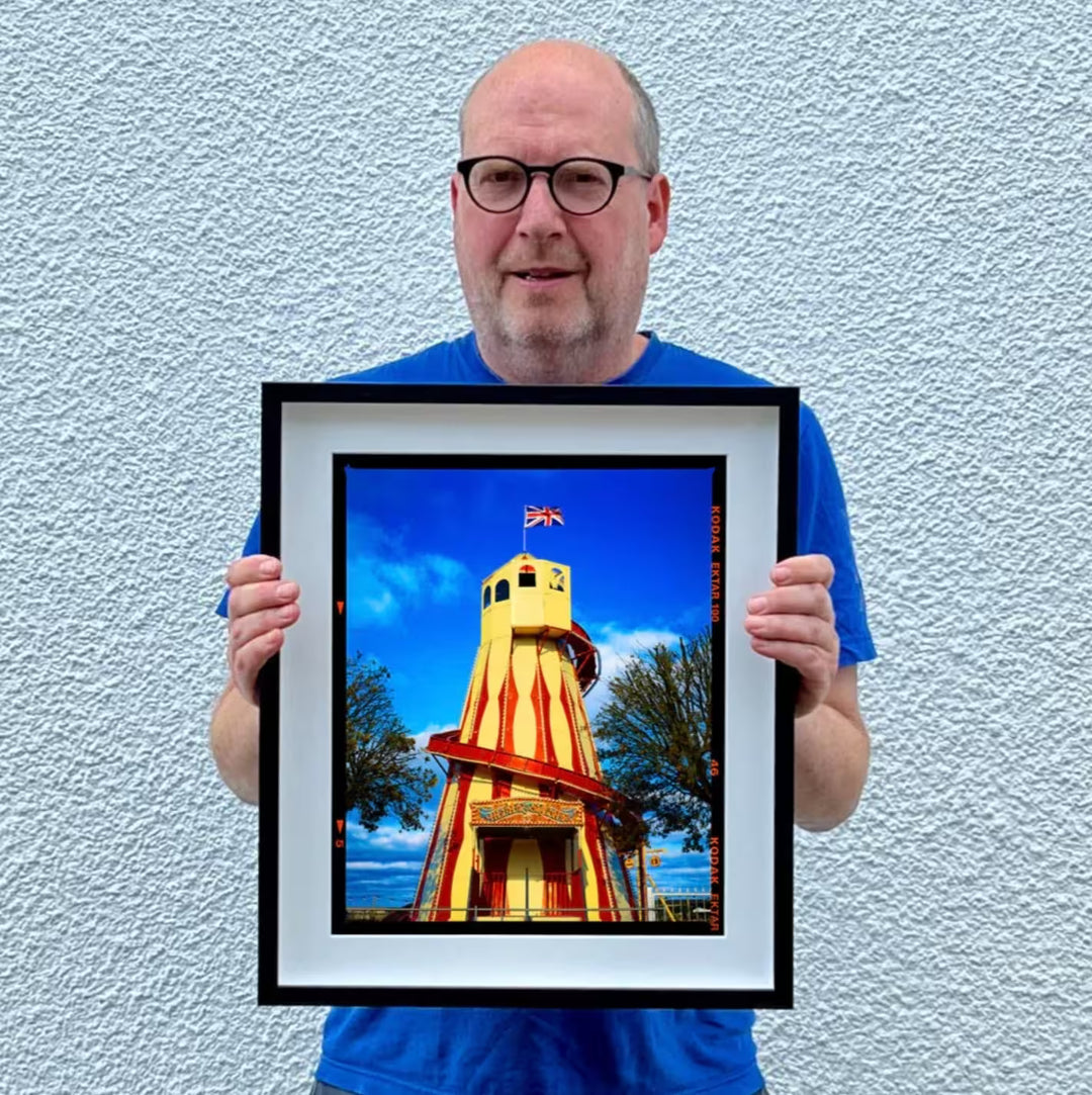 Richard Heeps holding Helter Skelter, Great Yarmouth, 2023