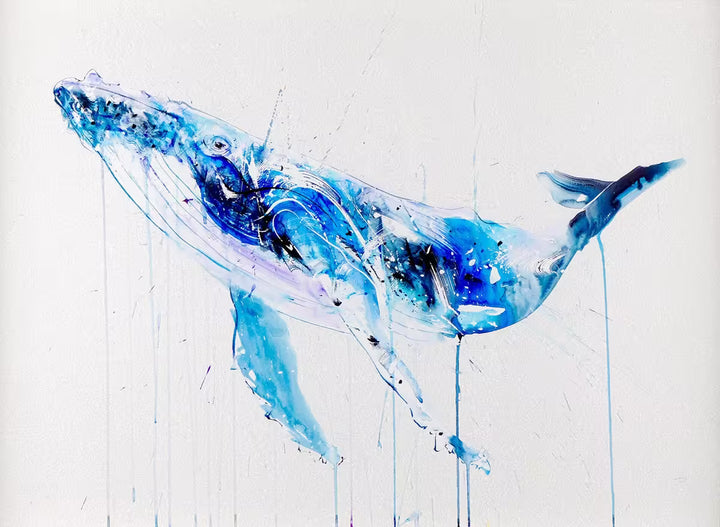 A Dave White limited edition piece of a blue whale, the title is Humpback Whale
