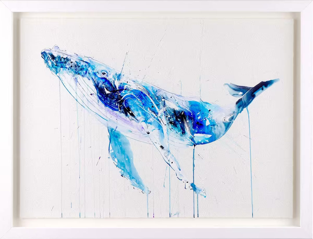 A Dave White limited edition piece of a blue whale, the title is Humpback Whale