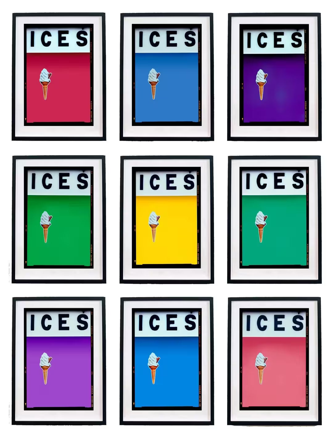 A limited edition photograph by Richard Heeps using vibrant colours, the title is Ices Multicolour Set of Nine