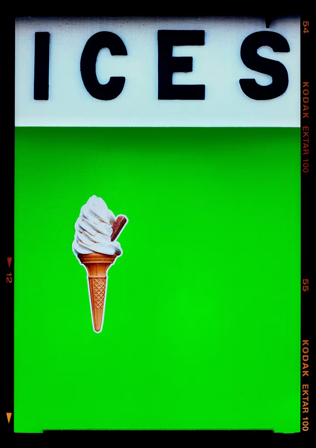 A limited edition photograph by Richard Heeps using vibrant colours, the title is Ices (Vivid Lime Green)