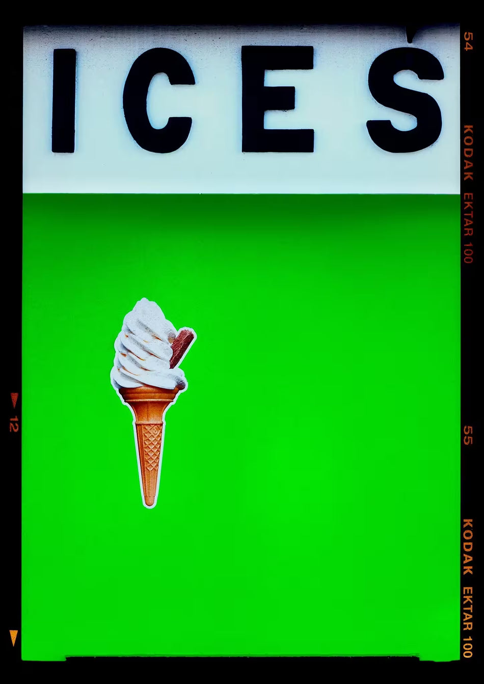 A limited edition photograph by Richard Heeps using vibrant colours, the title is Ices (Vivid Lime Green)