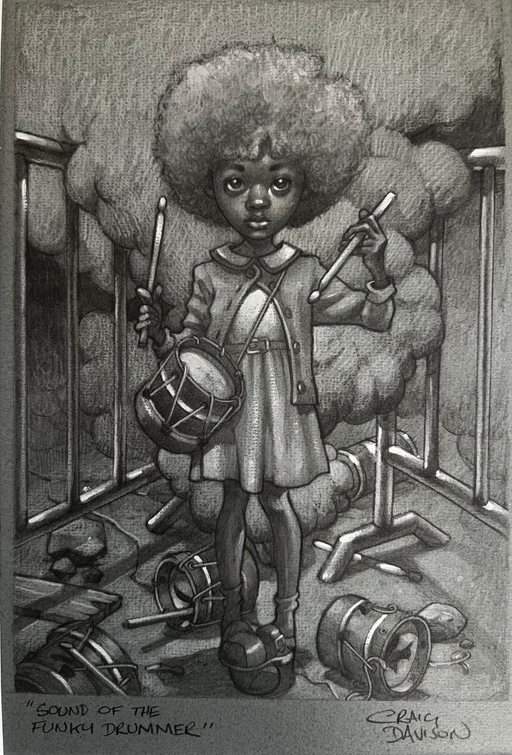 Sound of the Funky Drummer Original Pencil Sketch by Craig Davison