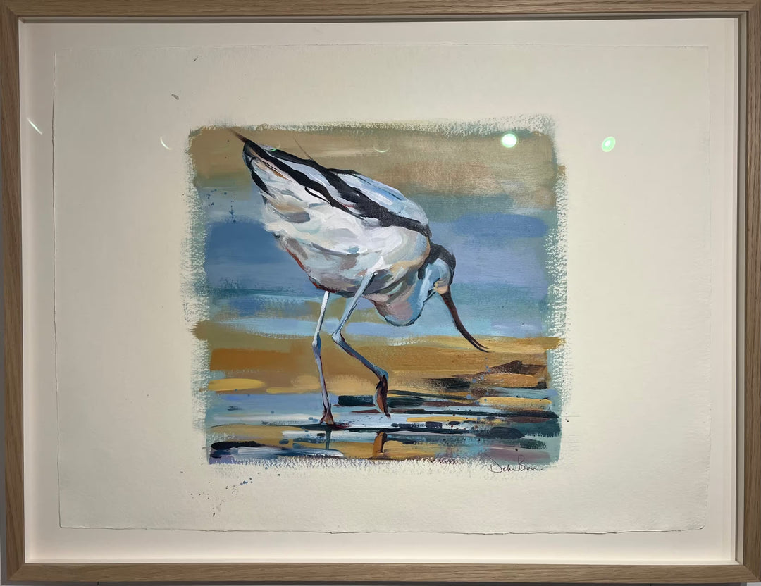 A framed Debbie Boon original sketch and the title is Avocet Study I