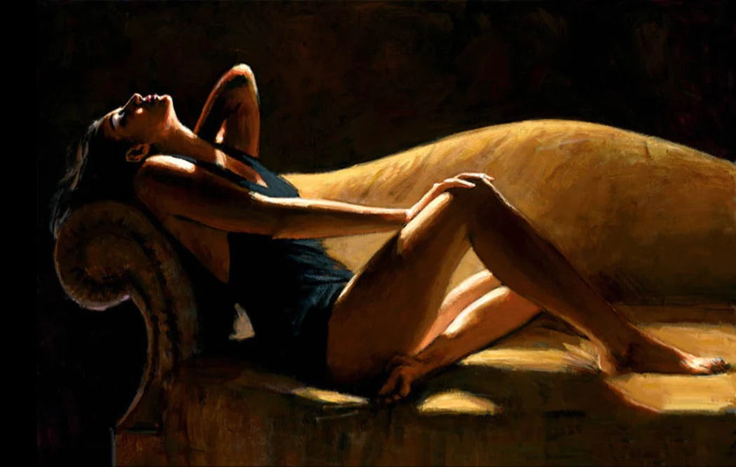 Paola On The Couch In Caramel US Edition by Fabian Perez
