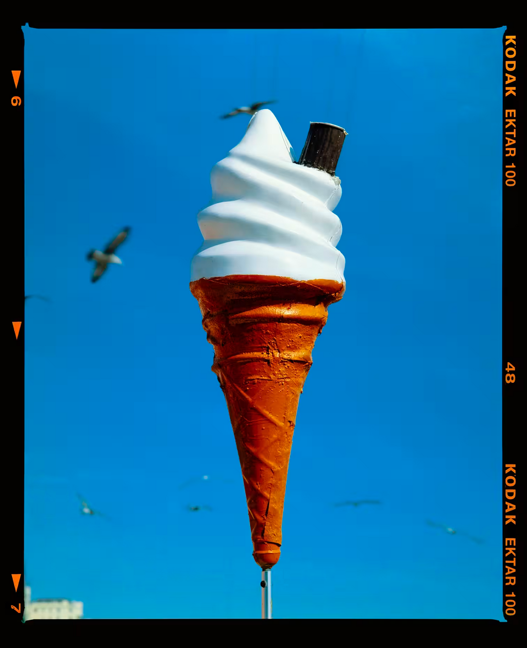 A Richard Heeps limited edition photographic print, the title is Ice Cream Cone, Brighton Beach, 2025