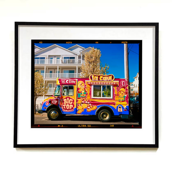 A Richard Heeps black framed limited edition photographic print, the title is Ice Cream Truck, Wildwood, New Jersey, 2013