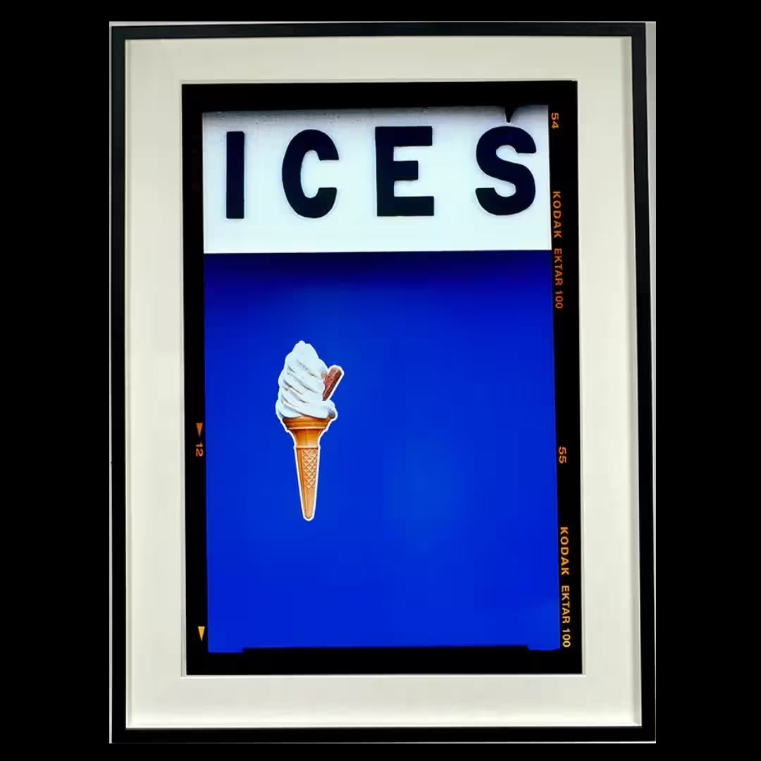 A framed limited edition photograph by Richard Heeps using vibrant colours, the title is Ices (Blue)