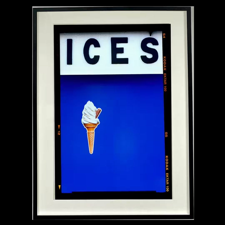 A framed limited edition photograph by Richard Heeps using vibrant colours, the title is Ices (Blue)