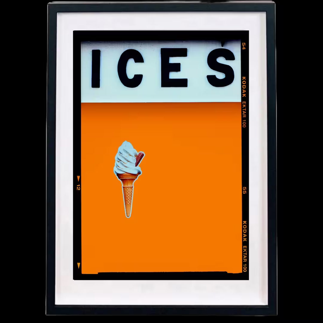 A framed limited edition photograph by Richard Heeps using vibrant colours, the title is Ices (Burnt Orange)