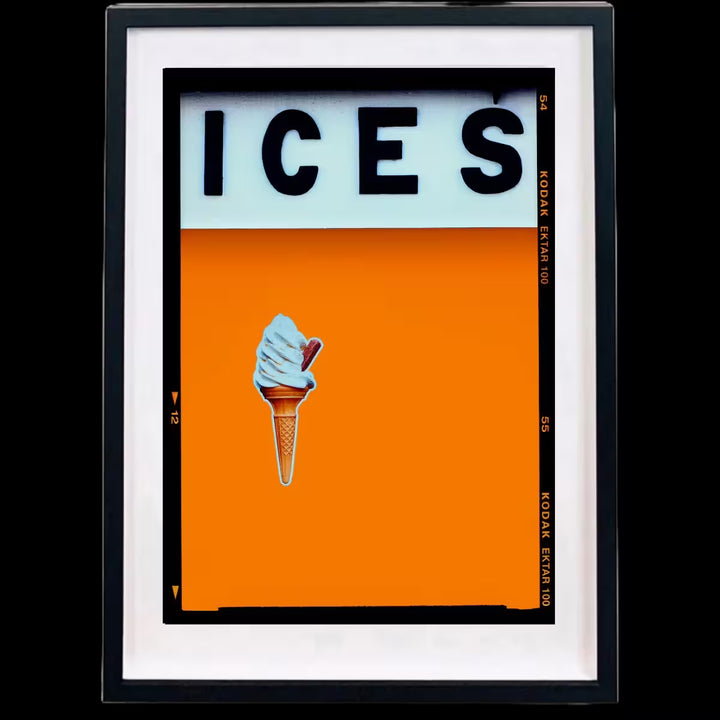 A framed limited edition photograph by Richard Heeps using vibrant colours, the title is Ices (Burnt Orange)