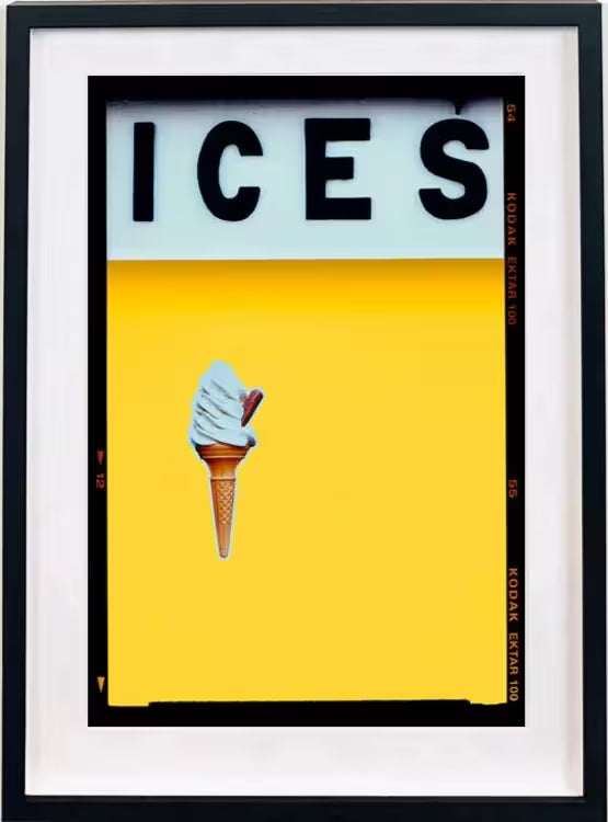 A framed limited edition photograph by Richard Heeps using vibrant colours, the title is Ices (Honey Yellow)