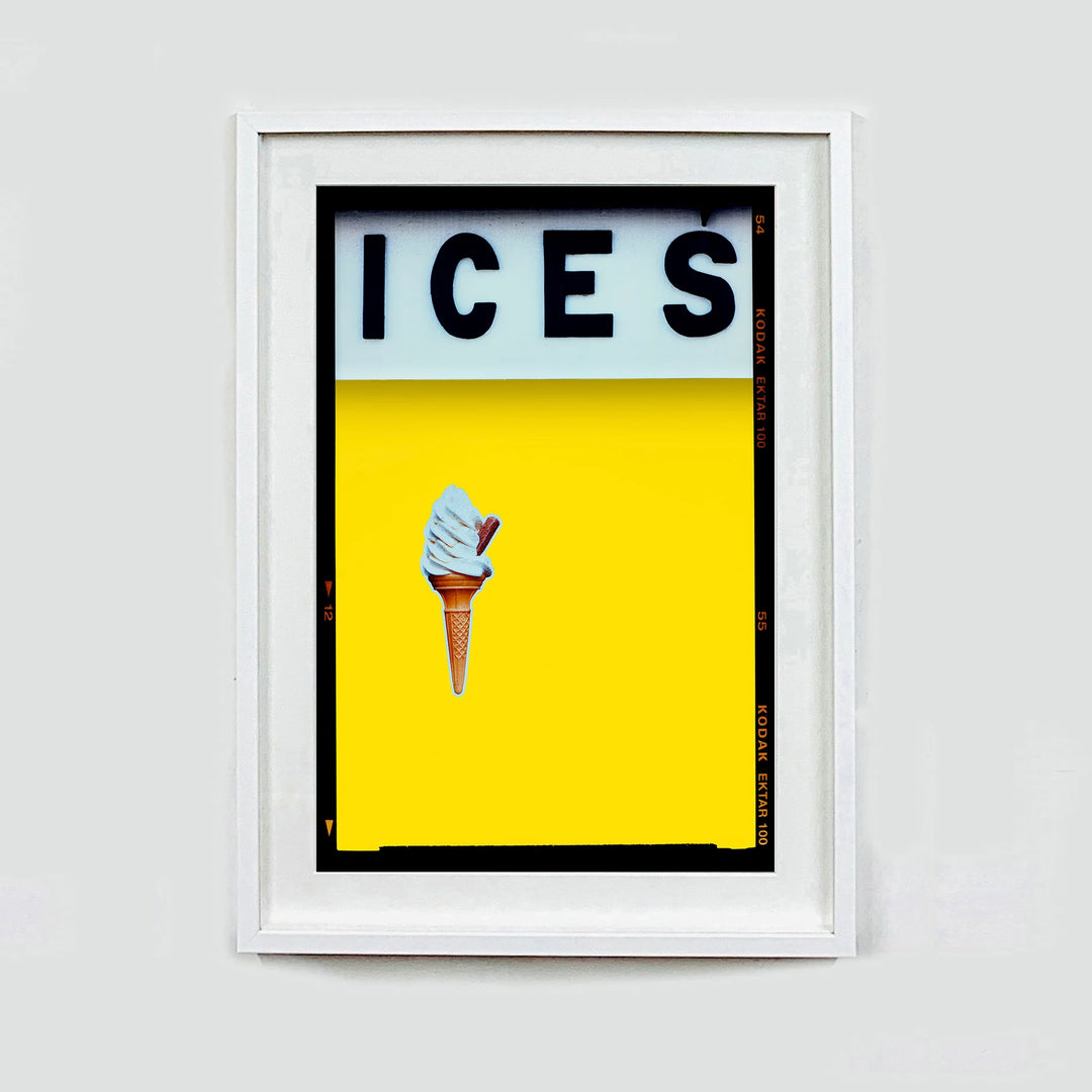 Ices (Lemon Yellow) in white frame by Richard Heeps available from Startle