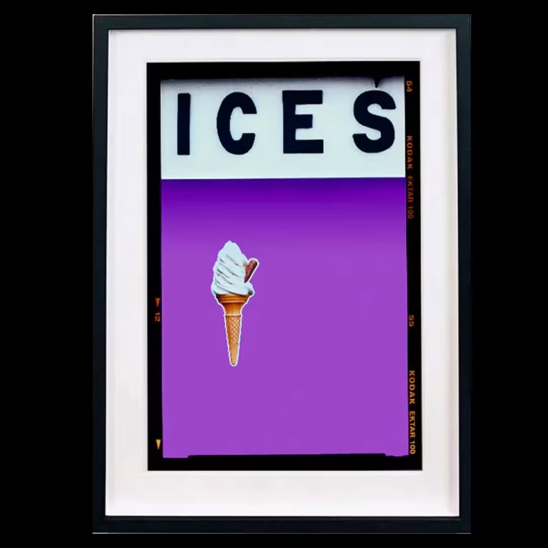 A framed limited edition photograph by Richard Heeps using vibrant colours, the title is Ices (Lilac)
