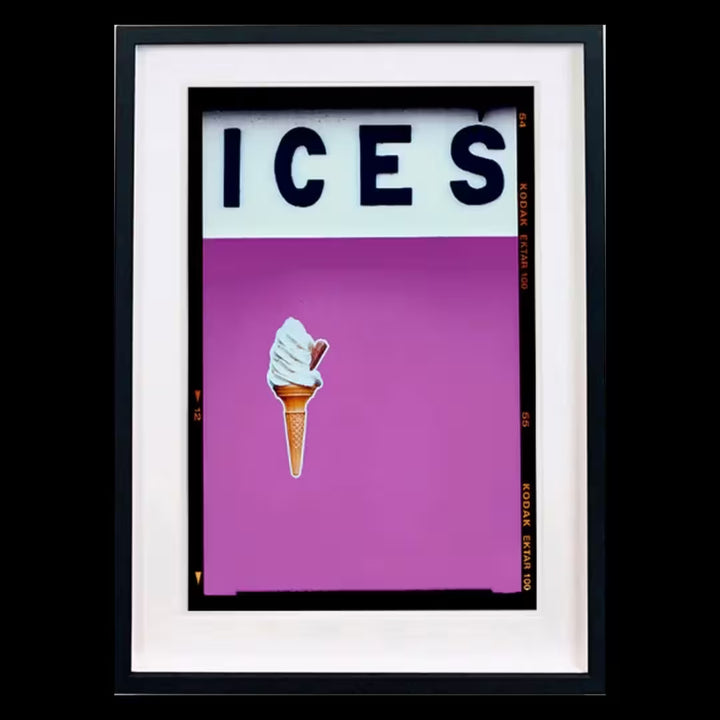 A framed limited edition photograph by Richard Heeps using vibrant colours, the title is Ices (Plum)