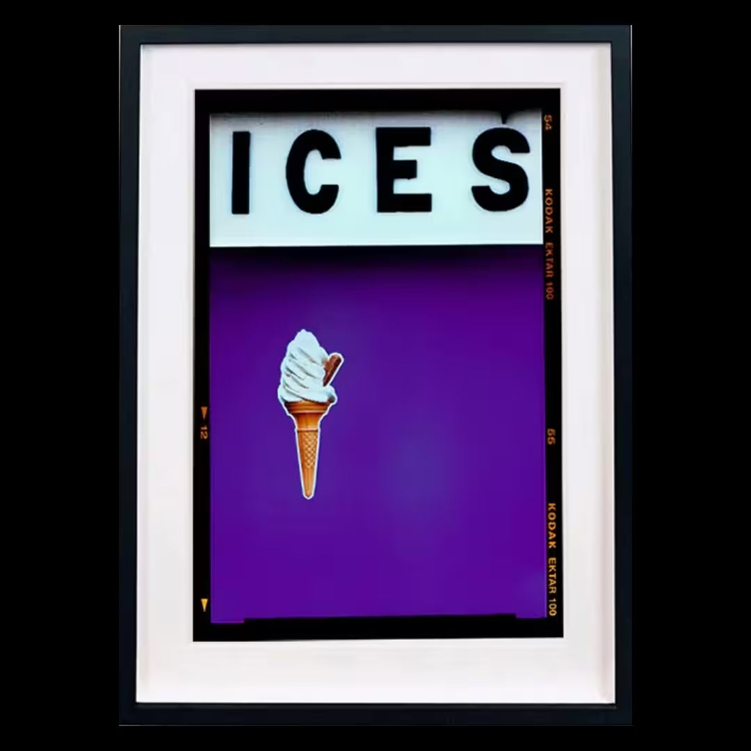 A framed limited edition photograph by Richard Heeps using vibrant colours, the title is Ices (Purple)