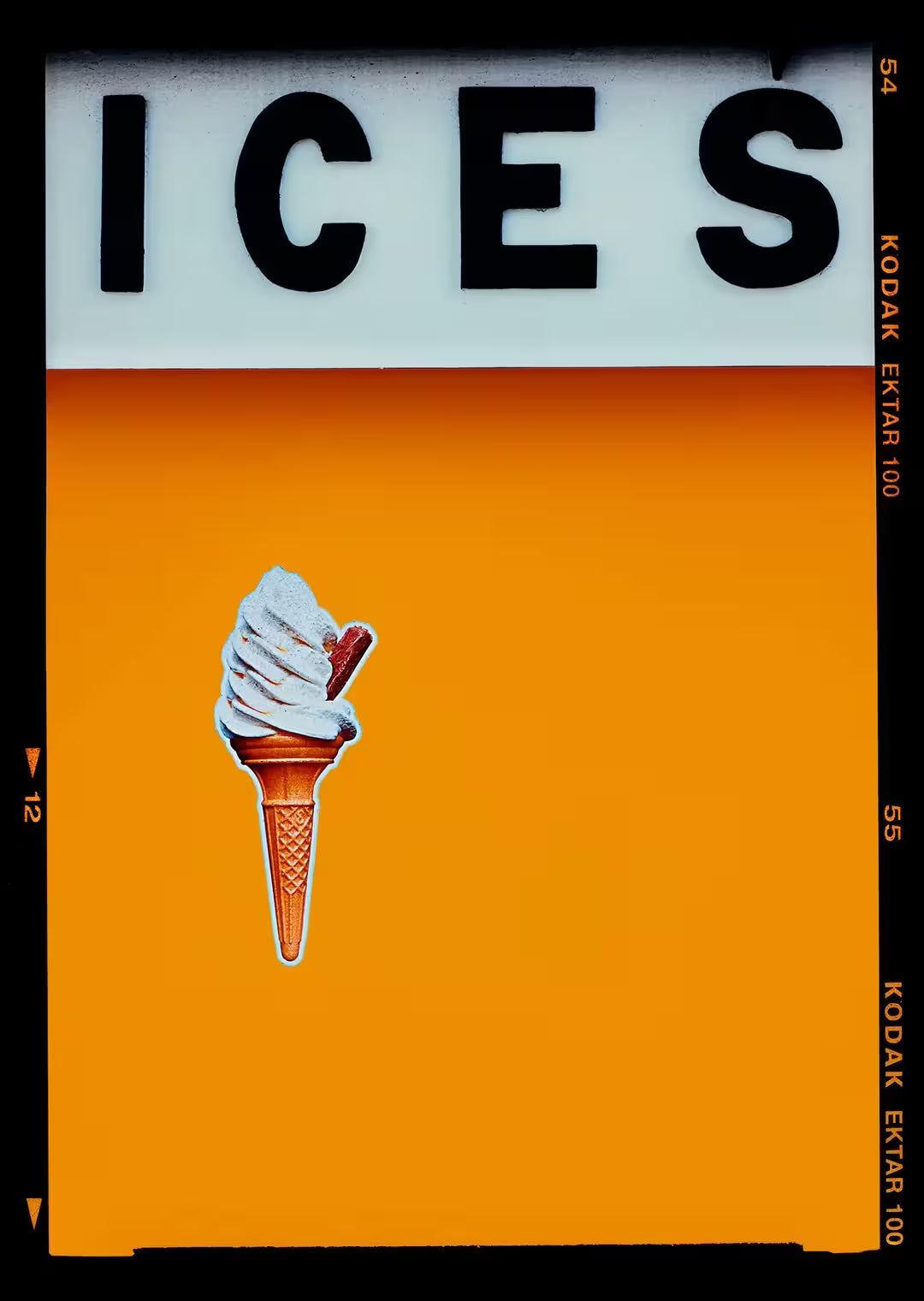 A limited edition photograph by Richard Heeps using vibrant colours, the title is Ices (Satsuma Orange)