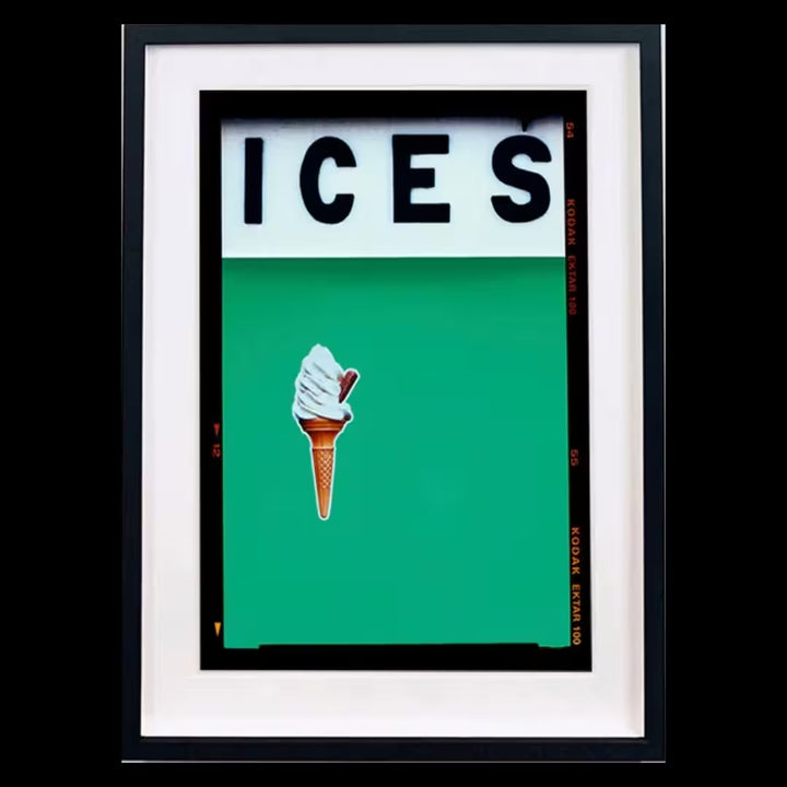 A framed limited edition photograph by Richard Heeps using vibrant colours, the title is Ices (Viridian)