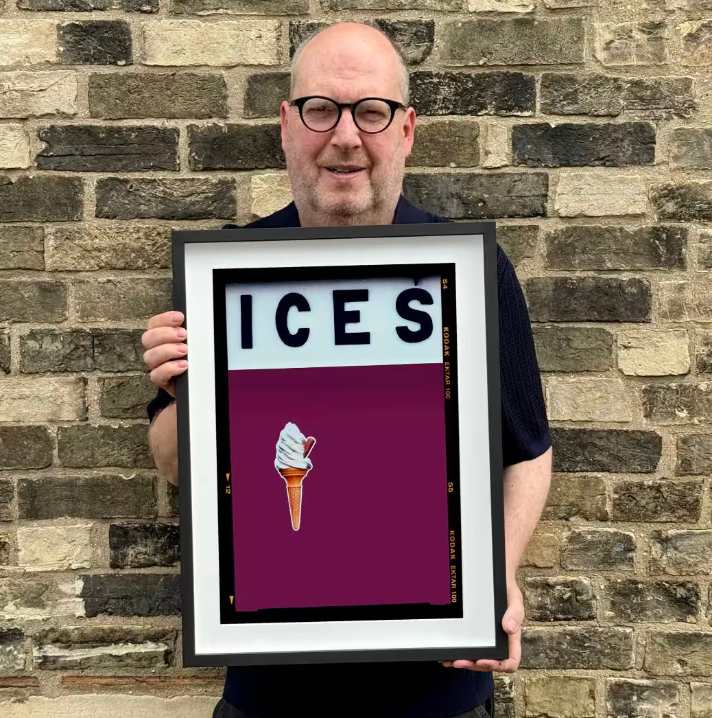 Richard Heeps holding Ices (Tyrian Purple) with a black frame