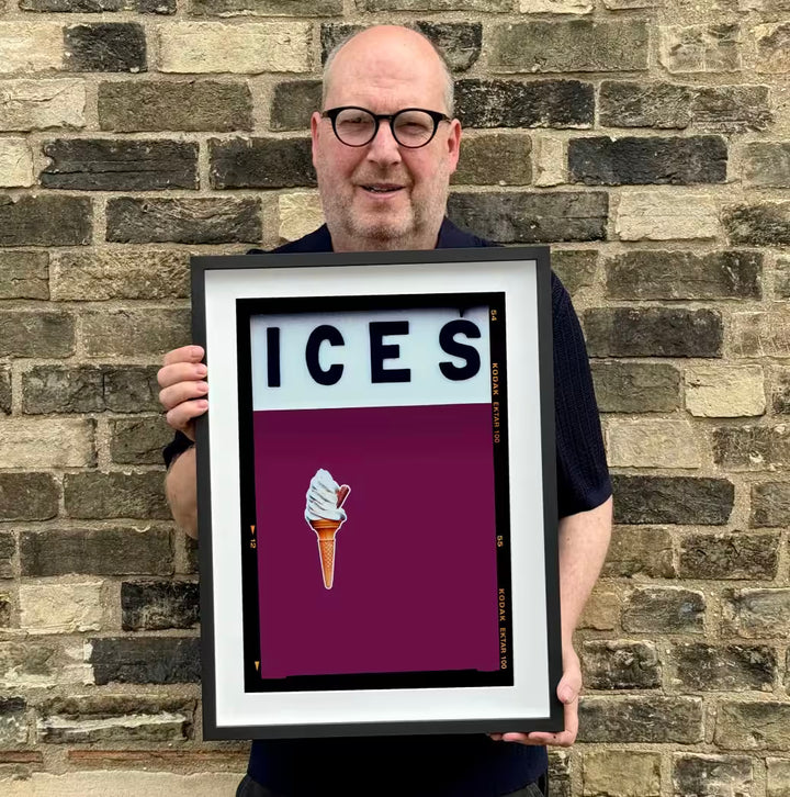 Richard Heeps holding Ices (Tyrian Purple) with a black frame
