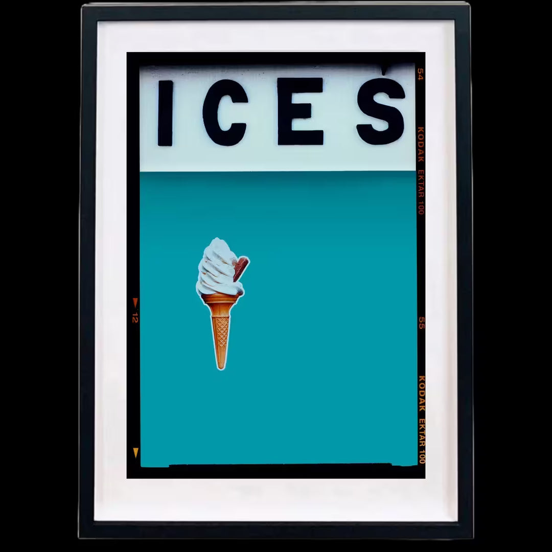 A framed limited edition photograph by Richard Heeps using vibrant colours, the title is Ices (Blue Curacao)