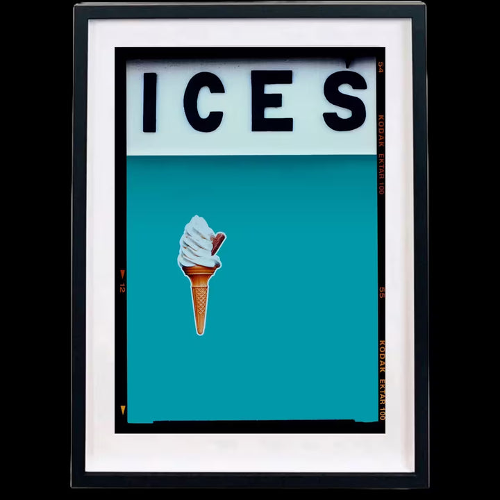 A framed limited edition photograph by Richard Heeps using vibrant colours, the title is Ices (Blue Curacao)