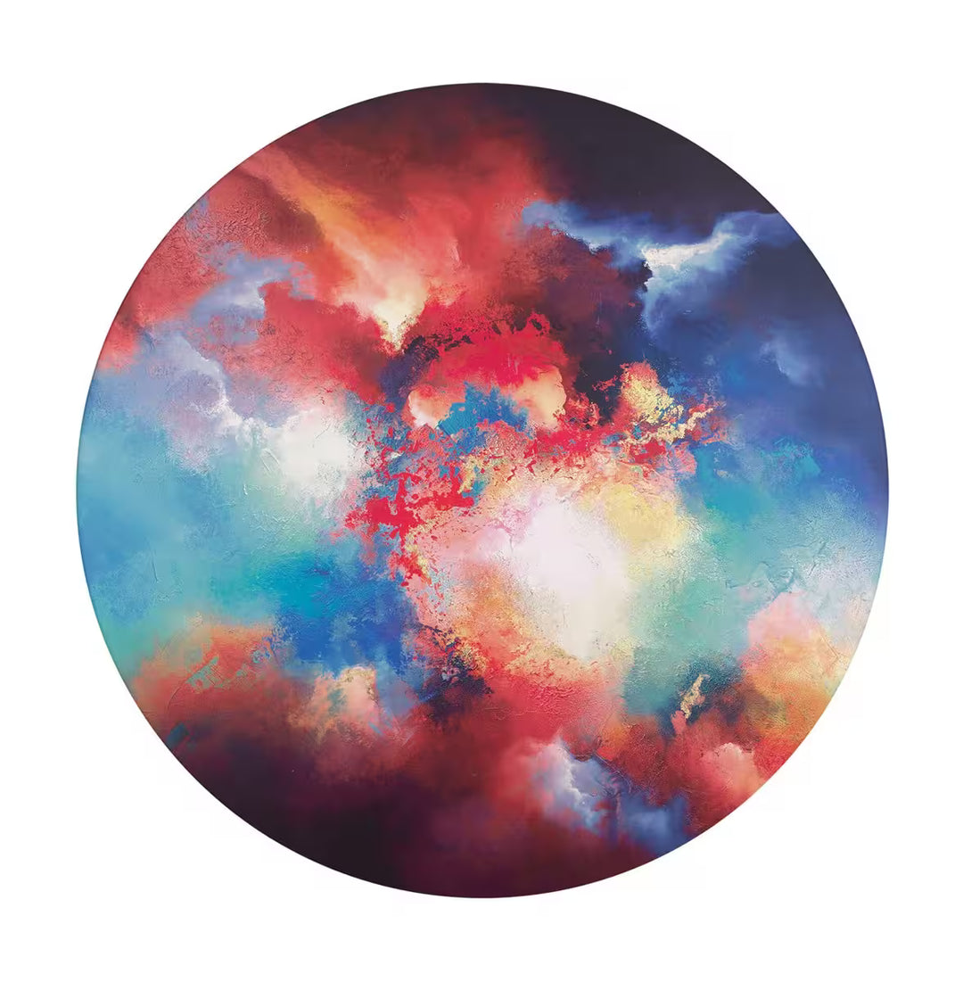 A Simon Kenny limited edition of a circular celestial sky, the title is Infinite Horizon