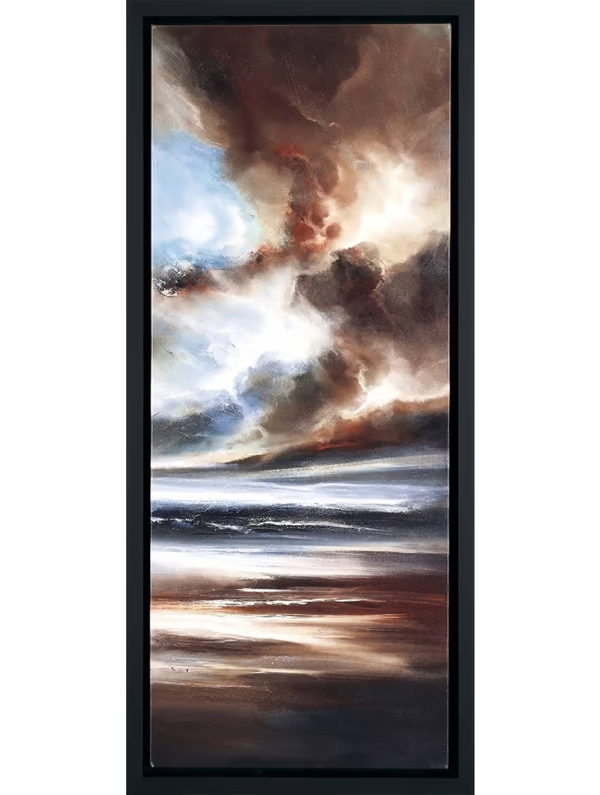 Into the Horizon II by Simon Kenny displayed in a black frame

