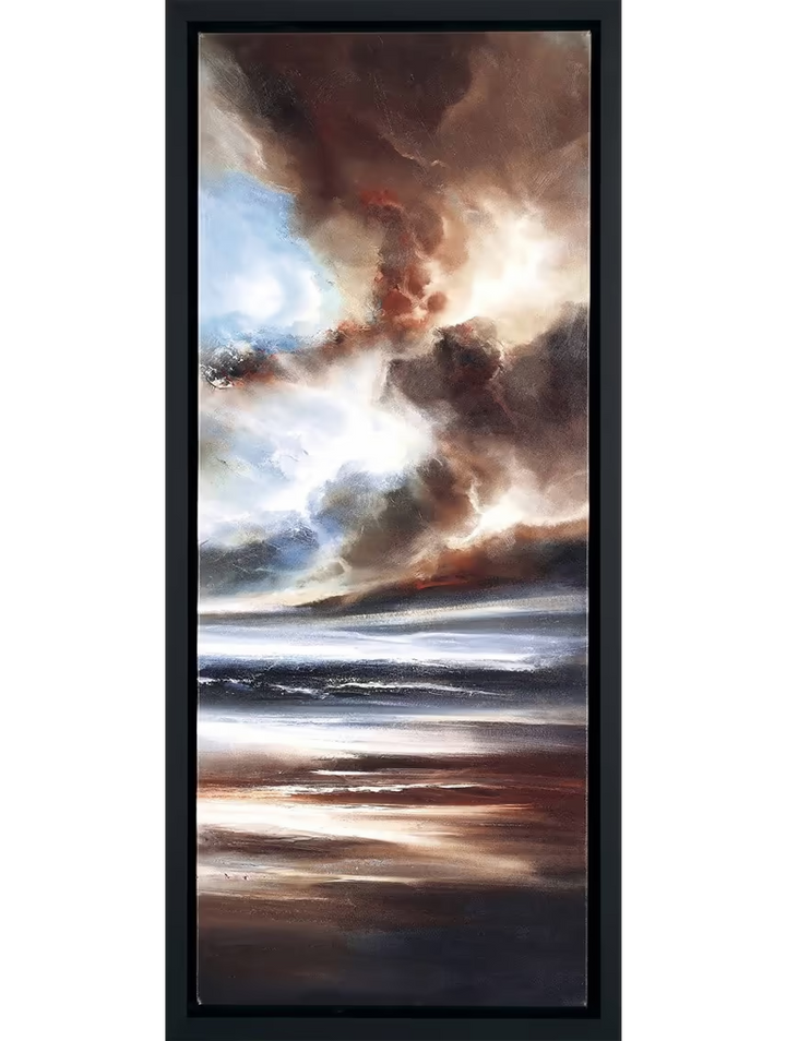 Into the Horizon II by Simon Kenny displayed in a black frame
