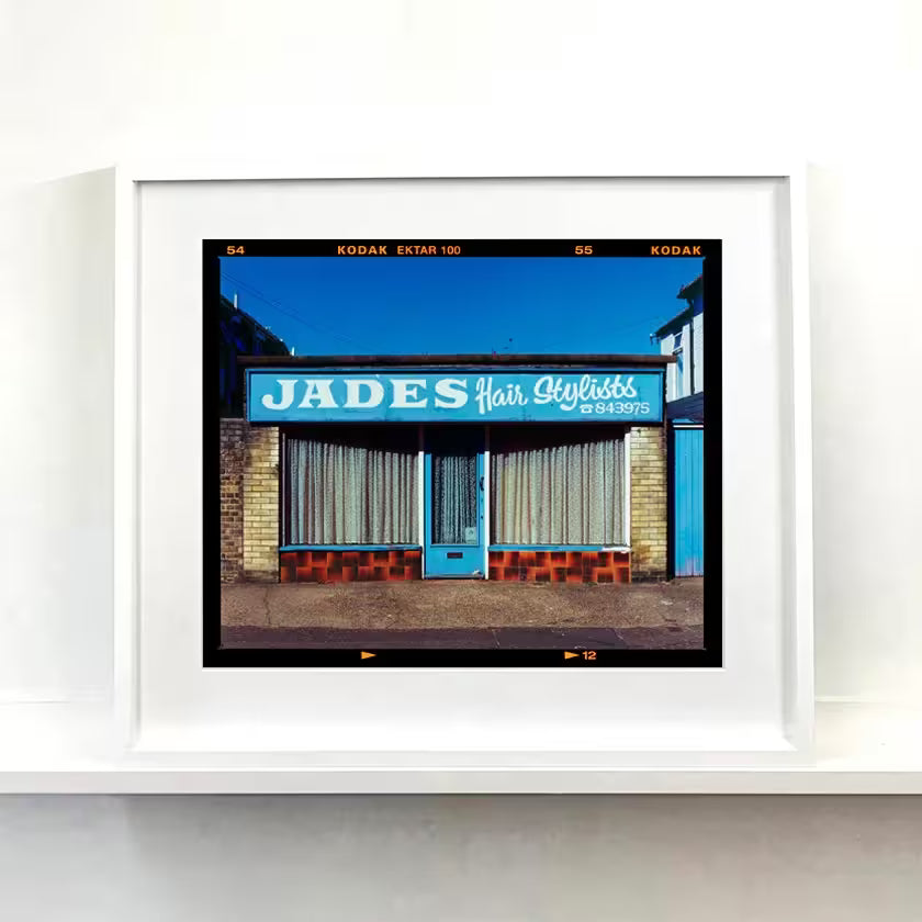 A white framed limited edition photograph by Richard Heeps using vibrant colours, the title is JADES, Norfolk, 2022