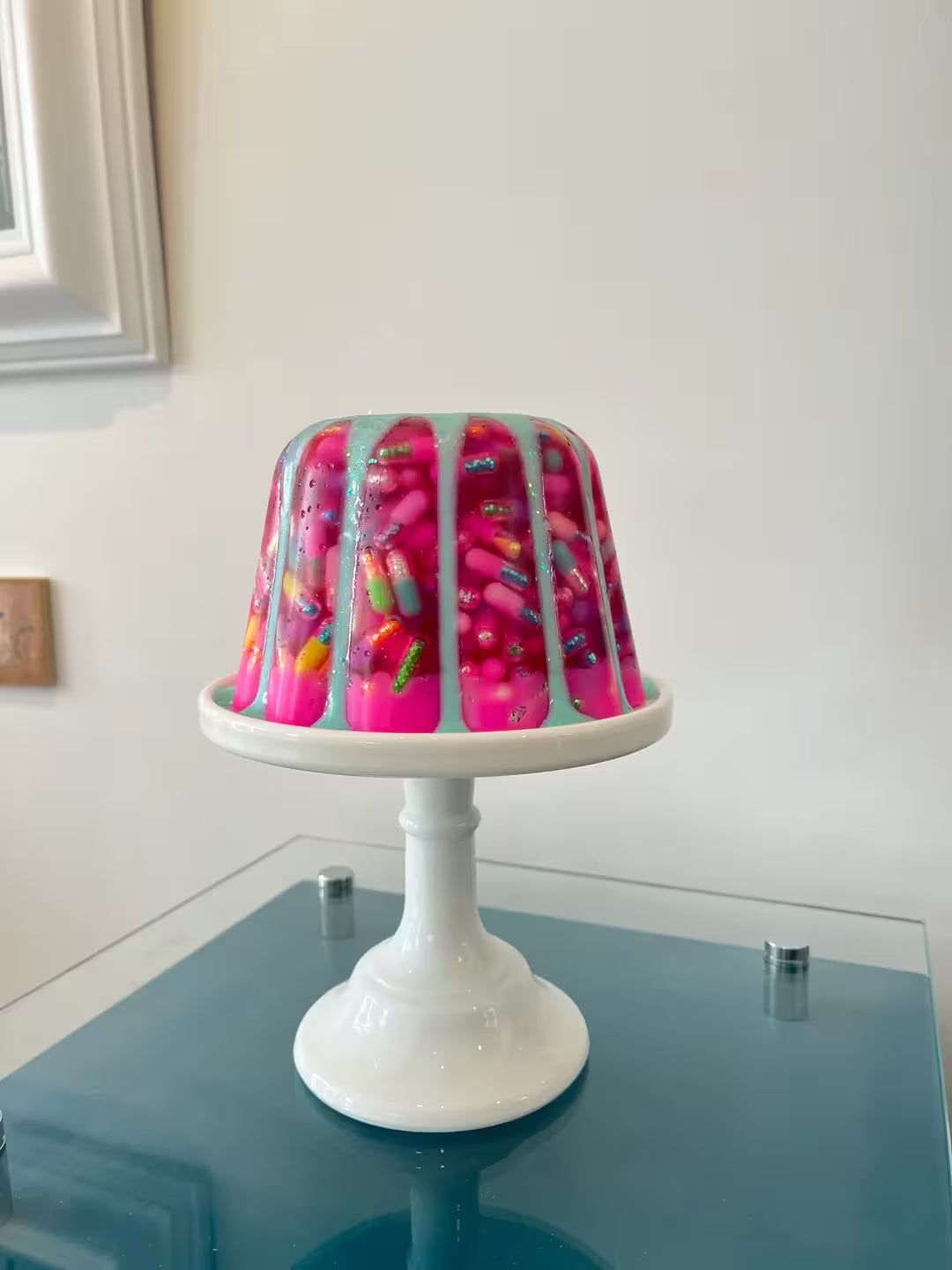 An Emma Gibbons mixed media original sculpture, the title is Jelly