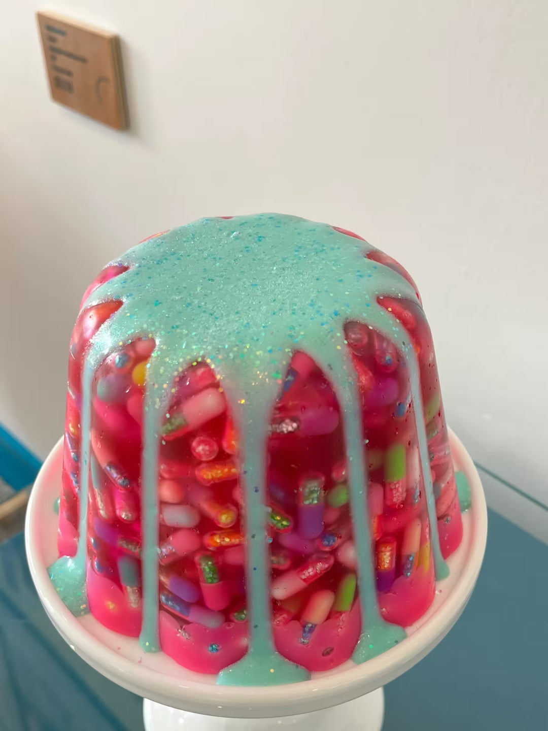 An Emma Gibbons mixed media original sculpture, the title is Jelly