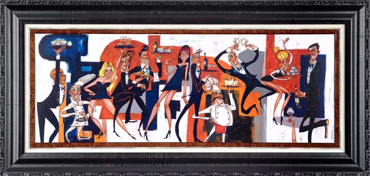 A Todd White limited edition piece of chefs and waiters characters, the title is Kitchen Tango 