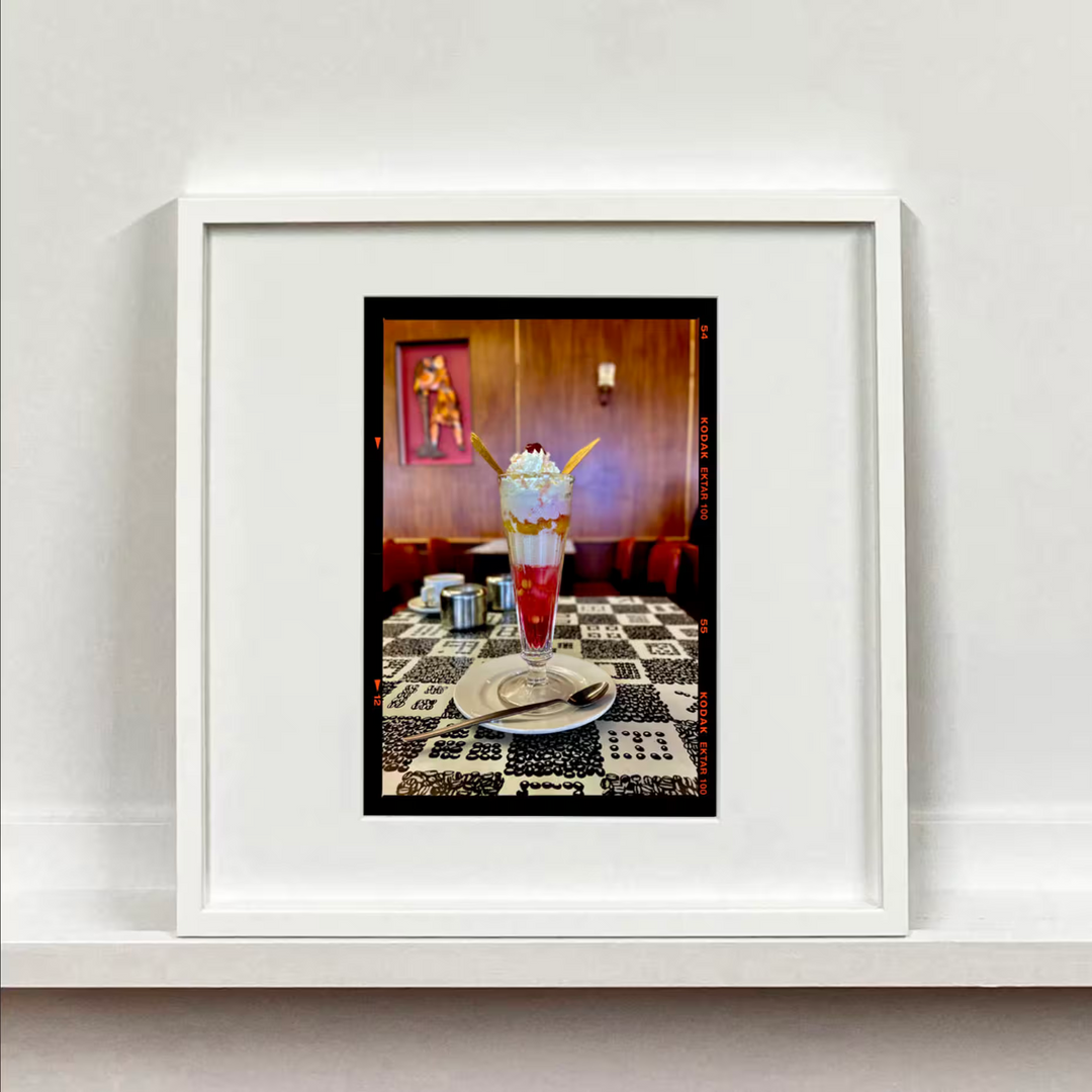 A Richard Heeps white framed limited edition photographic print, the title is Knickerbocker Glory, Swansea, 2023