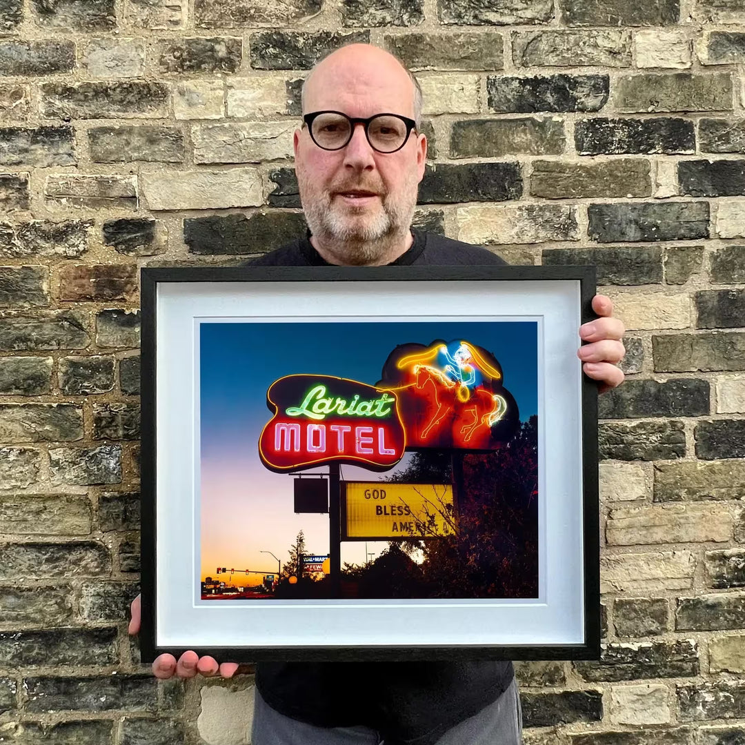 Richard Heeps holding Lariat Motel, Fallon, Nevada, 2003