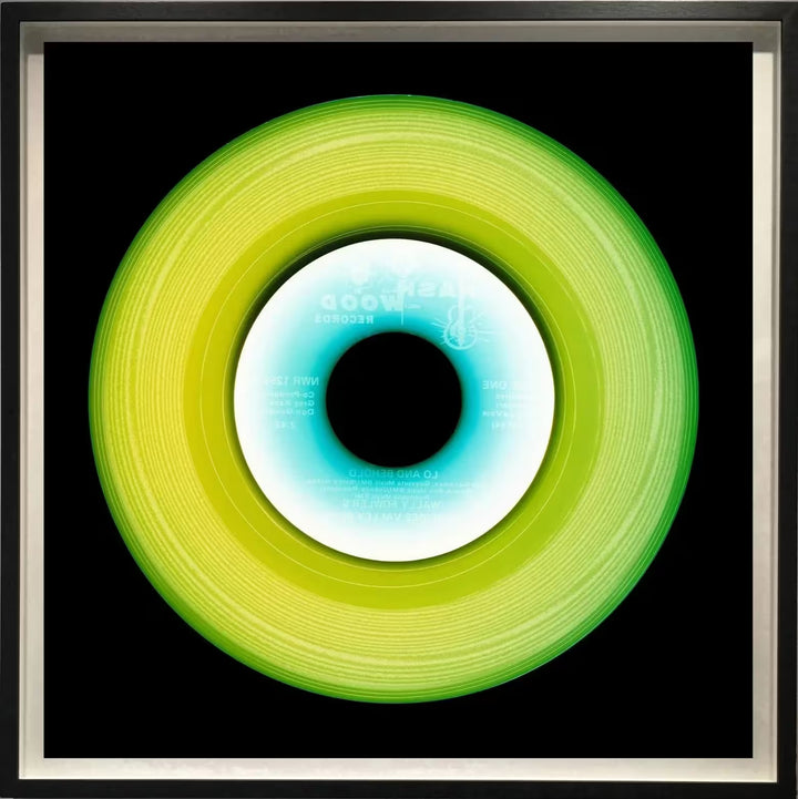 A framed limited edition photograph by Richard Heeps using vibrant colours, the title is Vinyl Collection &