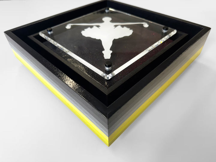 A Lhouette original mixed media piece, the title is Micro Mixer- Drop The Bomb/ White