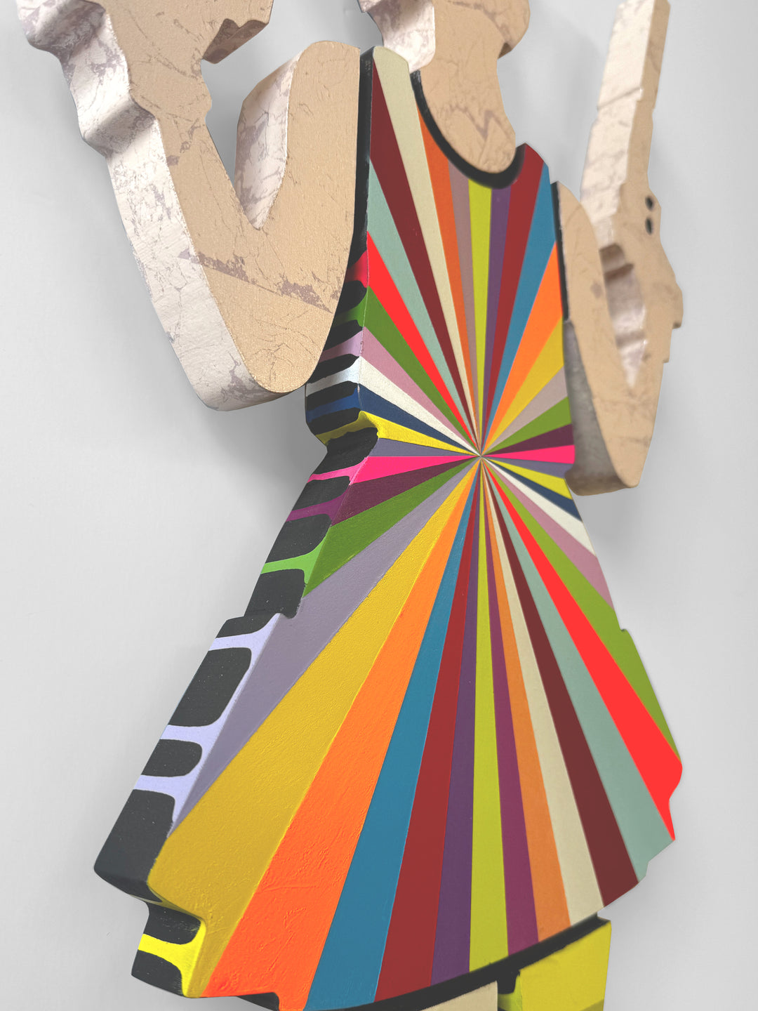 A Lhouette original mixed media sculpture, the title is Rabbit Run/ Radial- Mini Wall Sculpture