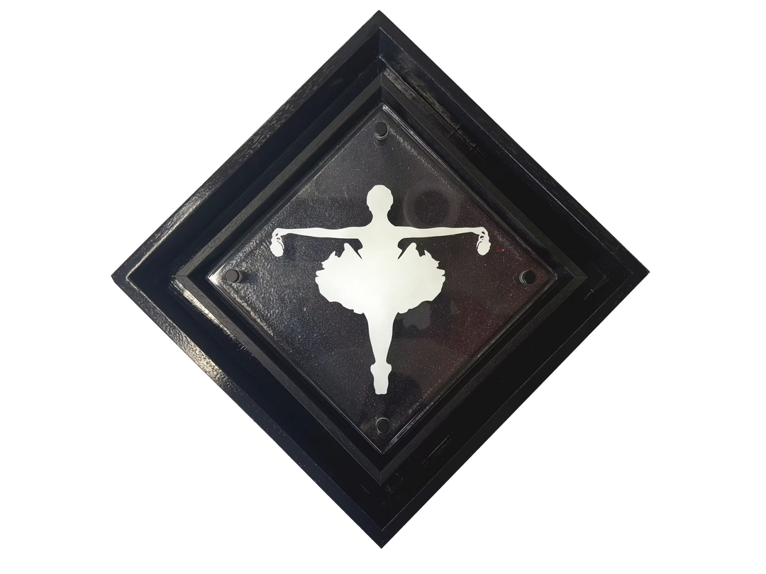 A Lhouette original mixed media piece, the title is Micro Mixer- Drop The Bomb/ White