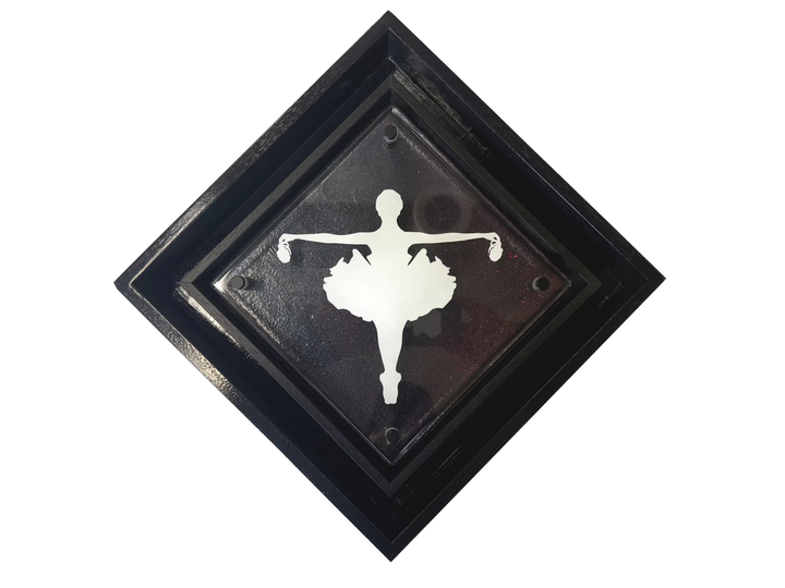 A Lhouette original mixed media piece, the title is Micro Mixer- Drop The Bomb/ White