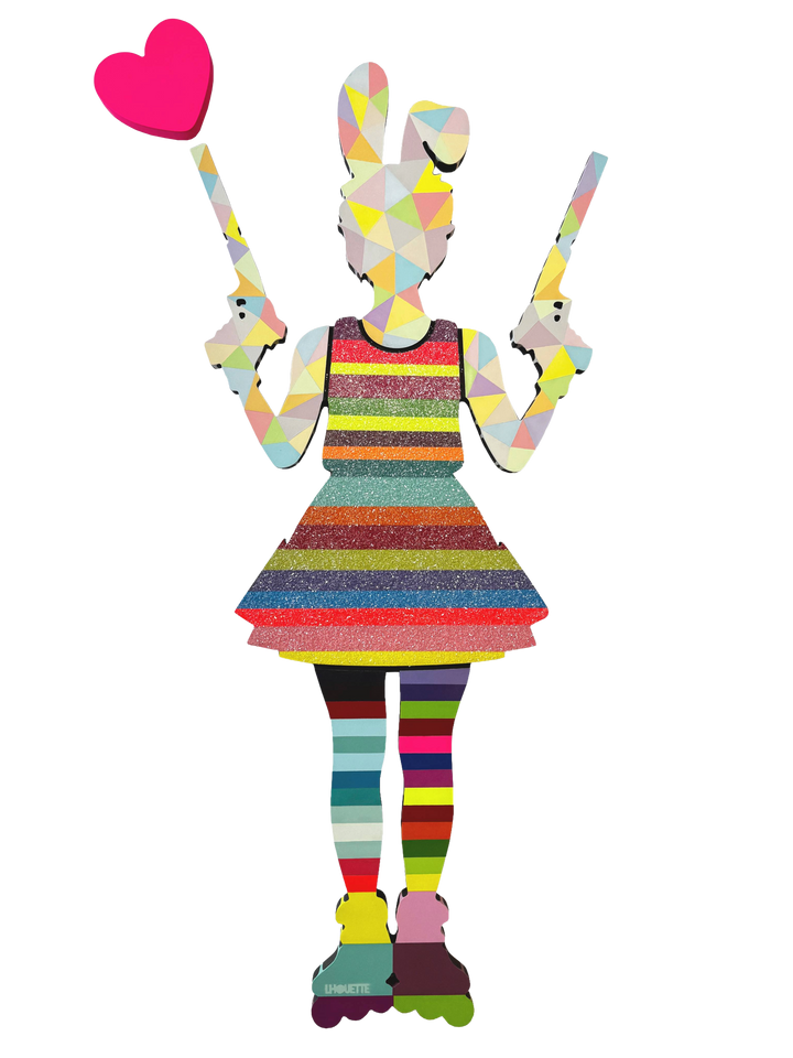 Rabbit Run -  Striped / Geo Confetti - Medium Wall Sculpture by Lhouette