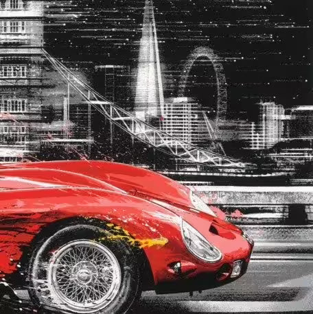 A close up of Mr Brainwash Life in the Fast Lane