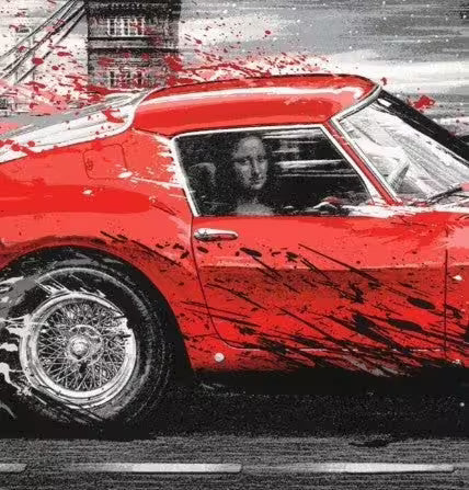 A close up of Mr Brainwash Life in the Fast Lane