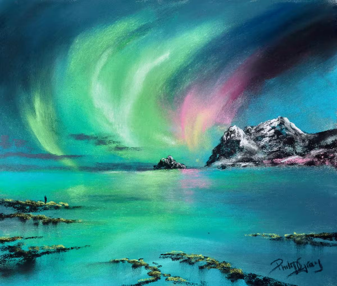 A Philip Gray original of the Northern Lights, the title is Lights on The Horizon IV