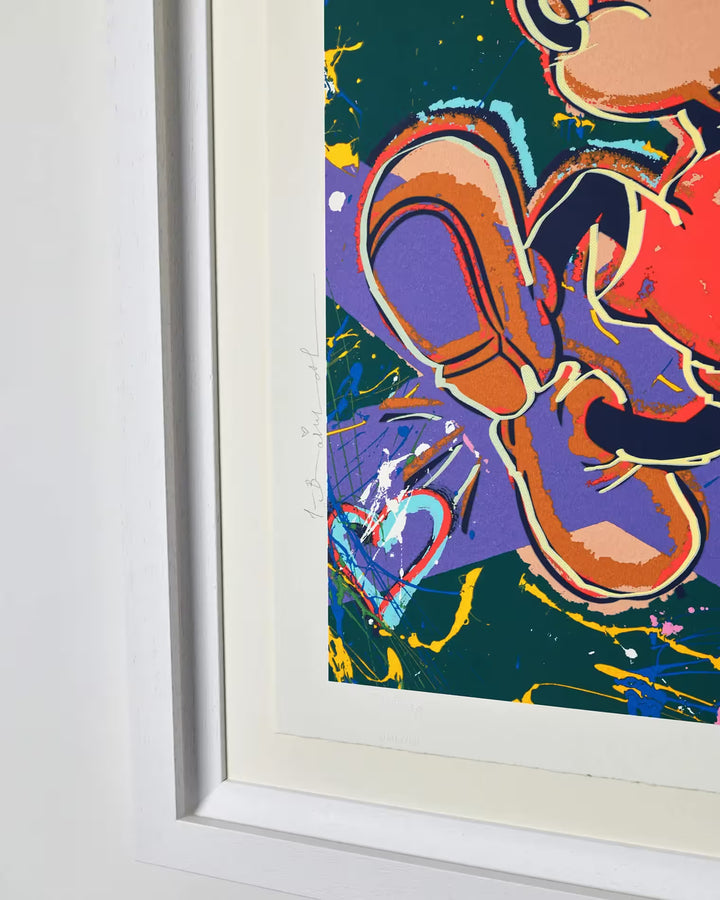A close up of Mr Brainwash Living the Dream frame up close