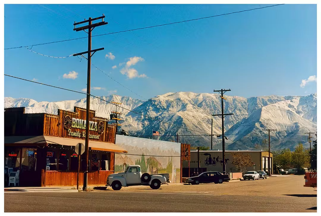 A limited edition photograph by Richard Heeps using vibrant colours, the title is Lone Pine, California, 2000