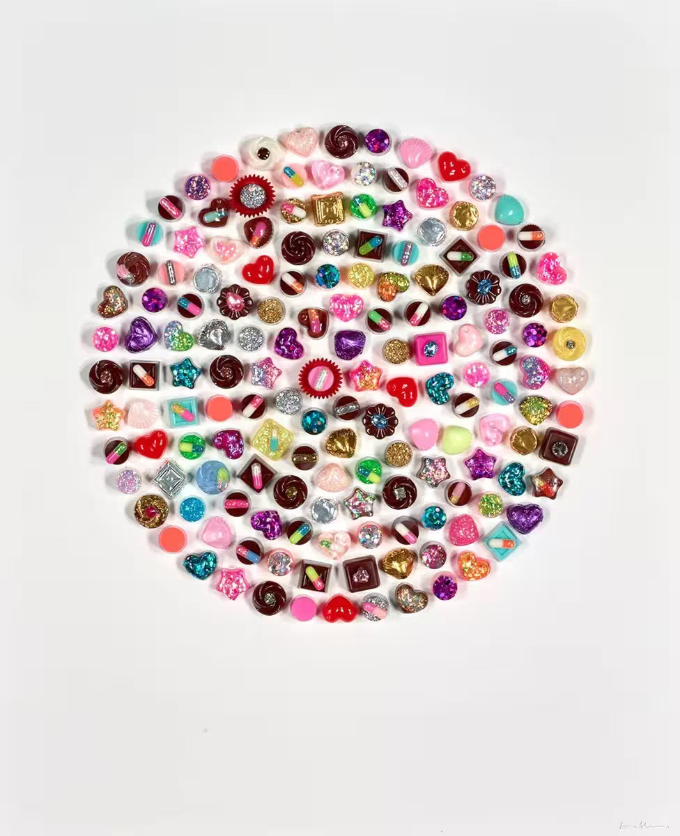 An Emma Gibbons original mixed media piece, the title is Love at First Bite