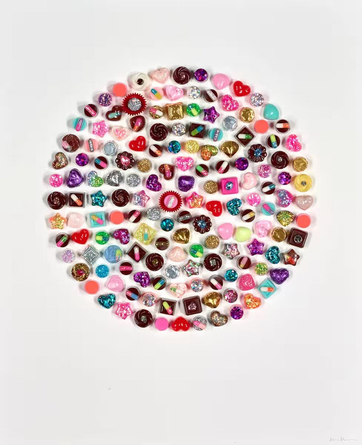 An Emma Gibbons original mixed media piece, the title is Love at First Bite