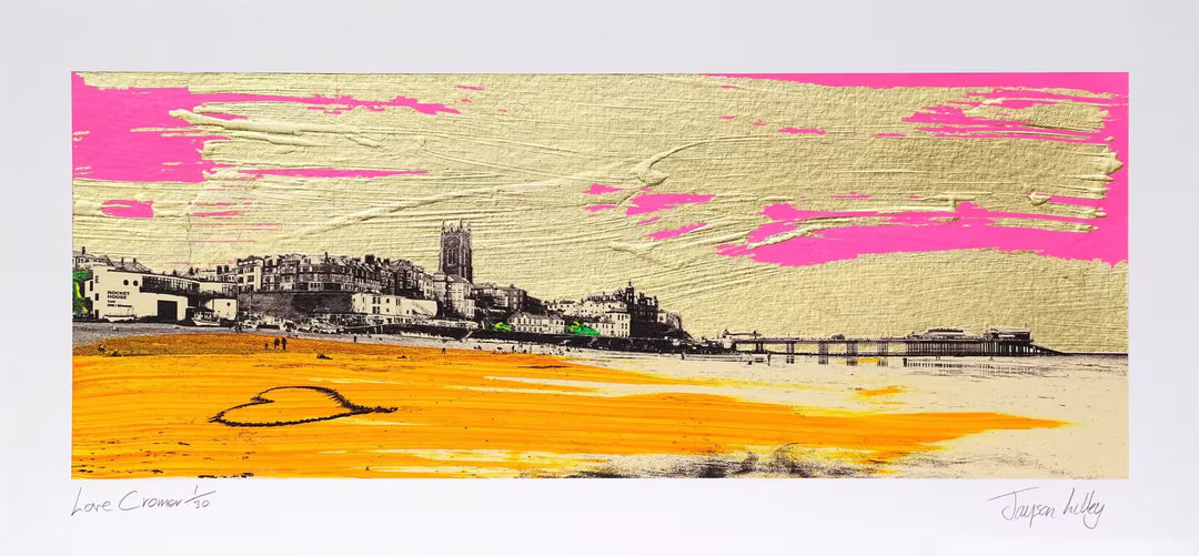 A Jayson Lilley limited edition screenprint of Cromer Pier, the title is Love Cromer