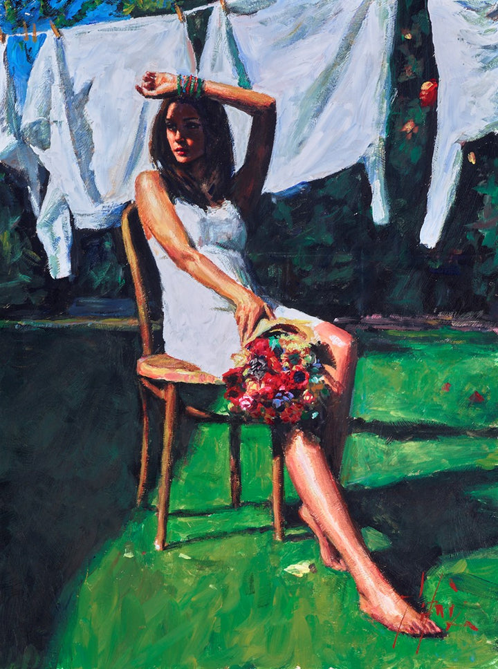 Lucy With Flowers by Fabian Perez